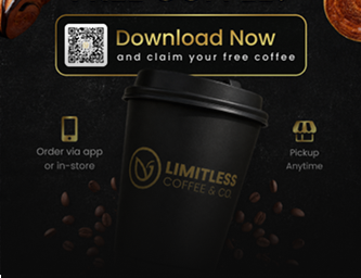 Download the Limitless Coffee & Co. App and Enjoy a FREE Coffee!
